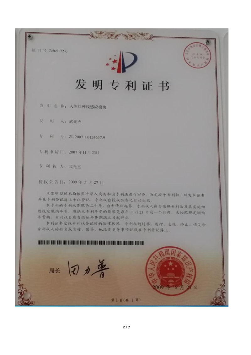 Patent Certificate